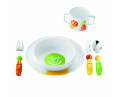 Guzzini Fratelli Bimbi, Billo-Set: Flacher Teller, tiefer Teller, kleines Glas, Kinder-Besteck, ABS|Mel|Stainless Steel AISI 304 18/10, Stainless Steel AISI 410 (Knife)