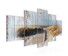 Bilder Strand Meer Wandbild Vlies - Leinwand Bild XXL Format Wandbilder Wohnzimmer Wohnung Deko Kunstdrucke Blau 5 Teilig - MADE IN GERMANY - Fertig zum Aufhängen 604053b