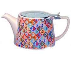 Kitchen Craft London Pottery Company Kaffe Fassett oval-Filter Keramik-Ei Teekanne, 800 ml (28 FL OZ) – Patchwork-Design