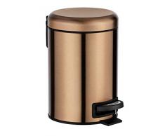 WENKO Kosmetik Treteimer Leman - Kosmetikeimer, Mülleimer mit Anti-Fingerprint Fassungsvermögen: 3 l, Edelstahl rostfrei, 17 x 25 x 22,5 cm, kupfer