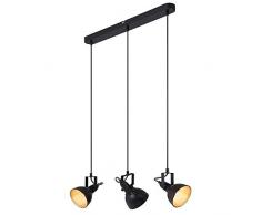 Briloner Leuchten Pendellampe, Pendelleuchte schwarz-gold, 3x E14, 40W, Metall, 40 W
