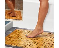 Luxuriöse Mehrzweck-Badematte aus Bambus für Dusche, Spa, Sauna mit rutschfesten Füßen, für den Innen- und Außenbereich, für Küche, Schlafzimmer, Badezimmer, WC, Türmatte, Haustiermatte, 60 x 40 cm