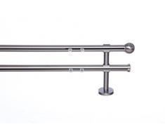 indeko TONDO, Gardinenstange mit Innenlauf Ø 20mm auf Maß, 2-Lauf, edelstahloptik, Komplettset mit Zubehör