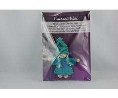 Wichtel Arts Omawichtel Glücksbringer, Holz, Rosa Mit Grünem Kleeblatt, 15 x 10.5 x 2.7 cm