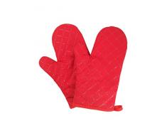 Camilife 2 Stücke Verdickte Hitzebeständige Ofenhandschuhe Topflappen Mikrowellenofen Handschuhe Backhandschuhe Silikon rutschfest-Rot, Stoff, Breite 18cm Länge 28cm