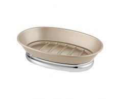 iDesign York Metal Seifenschale, ovaler Seifenhalter aus Metall, champagner/silberfarben