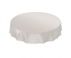 ANRO Wachstuchtischdecke Wachstuch Wachstischdecke Tischdecke Punkte Dots Gepunktet Uni Einfarbig Beige Rund 140cm