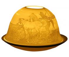 Himmlische Düfte Geschenkartikel GmbH Pferde Windlicht, Porzellan, Weiss, 12x12x8 cm