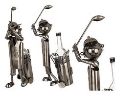 Out of the blue Flaschenhalter, Golfspieler, Metall, Silber, 42 x 26 cm