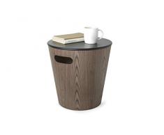 Umbra Woodrow Ottomane – Modernes und Funktionales 4-in-1 Möbelstück (Ottomane, Hocker, Aufbewahrung und Beistelltisch), Optimal für Kleine Räume, Holz, Schwarz/Walnuss