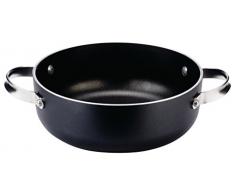Alessi SG120/24 Mami 3.0 Flache Kasserolle mit Antihaftbeschichtung, schwarz. Griffe - Edelstahl 18/10. Magnetboden.