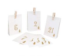 pajoma Adventskalender Simple, 1 x 24 Tüten zum Befüllen, inkl. Klammern