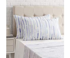 AmazonBasics - Kissenbezug, Satin - 40 x 80 cm x 2, Strukturierte Streifen Eisblau