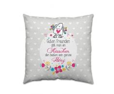 Sheepworld 44402 Baumwoll-Kissen mit Spruch Guten Freunden gibt man ein Küsschen, Deko-Kissen, 40 cm x 40 cm