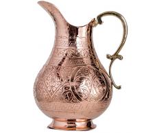 copperbull Heavy Gauge 100% Pure Solid Kupfer gehämmert Moscow Mule Wasser Krug, 70 FL. OZ Engraved Copper