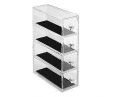 InterDesign Clarity Jewelry Schmuckaufbewahrung | Schmuckkasten mit 4 Schubladen für Uhren, Ketten etc. | Umdrehbarer Schmuck Organizer mit Kratzschutz | Kunststoff durchsichtig