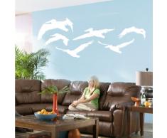 INDIGOS WG30481 Wandtattoo w481 Vögel Wandaufkleber 120 x 44 cm, weiß
