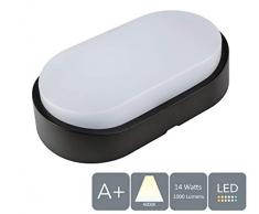 Aurollite 14 W LED Schottlampe, 4000 K, 1000 Lumen, IP54, ideal für Veranda, Garten, Wege, Schuppen, Werkstatt, Terrasse und Garage (oval)