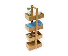 Relaxdays Bambus Badregal H x B x T: 75 x 25 x 18 cm Praktisches Badezimmerregal als Ablageständer mit 4 Körben als Bambus-Butler Korbregal aus natürlichem Holz für Badezimmer und Feuchträume, natur