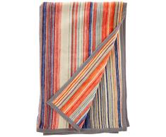 biederlack Kuscheldecke 150x200 cm I Soft Cotton bunt gestreifte Wohndecke I 60% Baumwolle, 40% dralon I Made in Germany, Multicolor, orange, blau, braun, Natur