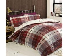 Rapport Lomond Bettwäsche-Set, kariert, 100% gebürstete Baumwolle, Rot, Baumwolle, rot, Lomond-SKNG-REDX (SuperKing)