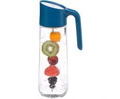 WMF Nuro Wasserkaraffe 1,0l, mit Griff und Fruchtspieß, Höhe 29,7 cm, Glas-Karaffe, CloseUp-Verschluss, blau