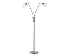 Trio Leuchten LED-Stehleuchte in Nickel inklusiv 2x E14, 4 Watt LED, zwei Flexgelenke je Arm, Höhe maximal 150 cm, Glas opal matt weiß 424810207