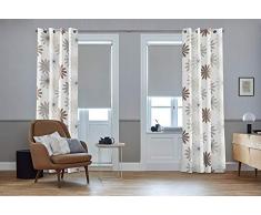 SG Home Ösenvorhang nach Maß weiß-braun, 250L/120W, SW-Vacation verfügbar - Andere Größen verfügbar