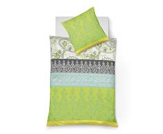 Fleuresse Mako Satin Bettwäsche, grün, 155 x 220 cm