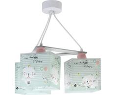 Dalber Kinder Hängelampe 3-Leuchten Loving Cat Katzen grün, Polypropylen, 60 W