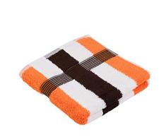 Gözze Handtuch 2er-Set, 100% Baumwolle, 50 x 100 cm, New York, Streifen, Mocca/Weiß/Orange, 555-8400-A4
