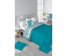 Stilia Tagesdecke für Frühjahr/Sommer/Herbst, zweifarbig und wendbar, Türkis, für Bett mit 135 cm Breite