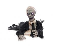 EUROPALMS Halloween Zombie, animiert 43cm | Zombiefigur zum Aufstellen mit Licht- und Soundeffekt