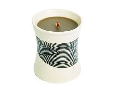 Woodwick Adlerholz Kleine Dekorative Duftkerze im Keramikgefäß, 142 g, Keramik, Braun/weiß-schwarz, 8.2 x 8 x 9.3 cm