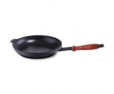 Fissler arcana / Gusseisen-Pfanne (Ø 28 cm) emaillierte-Bratpfanne, Schmorpfanne für Kartoffeln & Fleisch, mit Holzgriff, für alle Herdarten außer Gas – auch Induktion