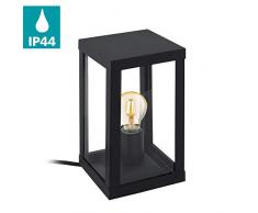 EGLO Außen-Tischlampe Alamonte 1, 1 flammige Außenleuchte, Tischleuchte aus Stahl verzinkt, Farbe: Schwarz, Glas: klar, Fassung: E27, IP44