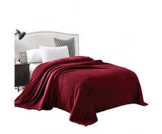 Exclusivo Mezcla Große Flanell-Samt Decke und Bettdecke - Verschiedene Größen und Farben Modern XL-Twin(90x66) burgunderfarben