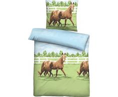 biberna 0044637 Linon Bettwäsche Kids & Teens Garnitur mit Kopfkissenbezug (Baumwolle) 1x 135x200 cm + 1x 80x80 cm, nilgrün