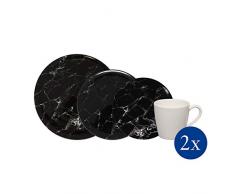 like by Villeroy & Boch Group - Marmory Geschirr-Set White, 8 tlg., Marmor-Optik, spülmaschinen-, mikrowellengeeignet, weiß