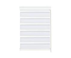 Klöckner Duo-Rollo, Seitenzugrollo, Transparente und blickdichte Streifen, Inkl. Befestigungsmaterial, Weiß, 60 x 160 cm