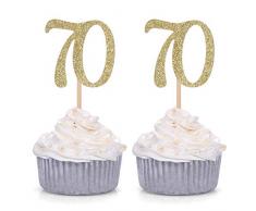 Giuffi Set von 24 goldene Zahl 70 Cupcake Topper 70. Geburtstag Feiern Party Dekore