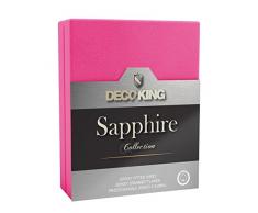 DecoKing Spannbettlaken Jersey 100% Baumwolle Wasserbett Boxspringbett Spannbetttuch Bettlaken Betttuch (180x200, Sapphire Rosa)
