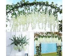 IMIKEYA 18 Stück künstliche Efeu-Blätterpflanzen Ranke Hängegirlande Efeugirlande für Hochzeit Party Dekoration Büro Garten Wand Grün Künstliche Wisteria-Blumen, Weiß