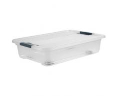 keeeper Aufbewahrungsbox mit Deckel und Schiebeverschluss, 79,5 x 39,5 x 17 cm, 33 l, Cornelia, Transparent