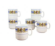 Creatable Kaffeebecher Set 6 teilig, Porzellan, Mehrfarbig