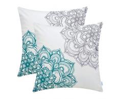 CaliTime Kissenbezüge Kissenhülle Packung mit 2 kuscheligen Fleece-Dekokissenbezügen für Sofabetten Vintage Dahlia Floral Both Sides 40cm x 40cm Grey Teal