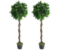 Leaf Künstlicher Lorbeerbaum, künstlicher Buchsbaum, mit schwarzem Kunststofftopf, 120 cm, 1 Paar