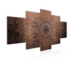 Bilder Mandala Abstrakt Wandbild 200 x 100 cm Vlies - Leinwand Bild XXL Format Wandbilder Wohnzimmer Wohnung Deko Kunstdrucke Braun 5 Teilig - MADE IN GERMANY - Fertig zum Aufhängen 101251c