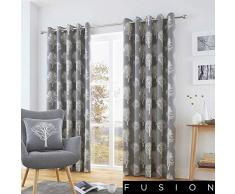 Fusion Woodland Trees Ösenvorhang, Holz, anthrazit, 90 Width x 72 Drop (229 x 183cm)
