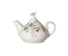 Villeroy & Boch Spring Awakening Kanne, Teekanne mit Frühlingsmotiv, Premium Porzellan, 21 x 14.5 x 14 cm, weiß, bunt, 21x14,5x14